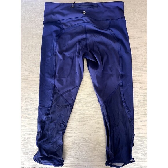 Lululemon Pants Womens Revitalize Crop Blue Mesh Panels Stretch Leggings Sz 8 - Picture 4 of 6